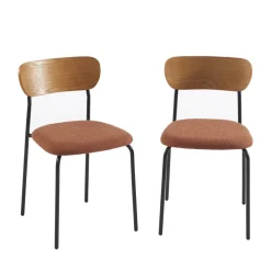 NALON Lot de 2 chaises en tissu bouclette et métal
