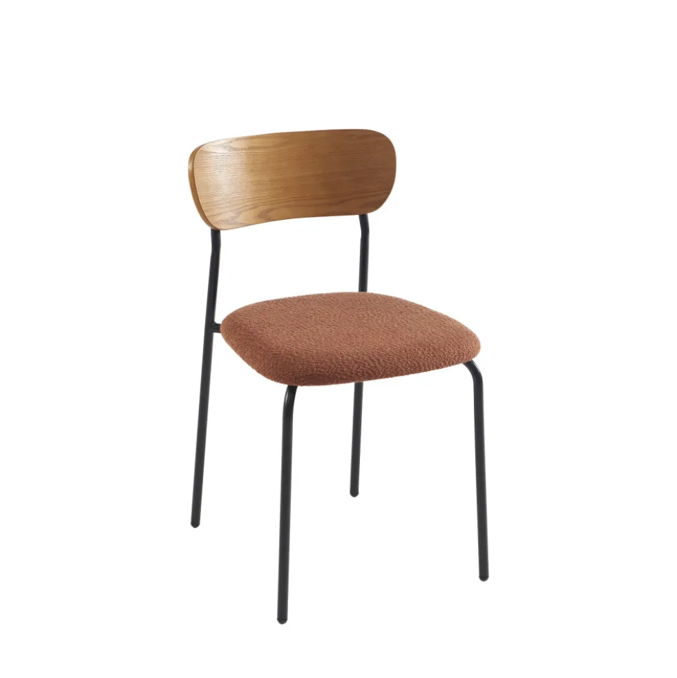 NALON Lot de 2 chaises en tissu bouclette et métal