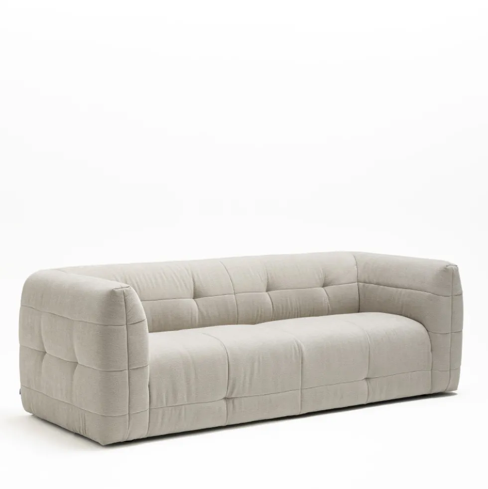 NAOS Canapé droit 3 places en tissu à effet capitonné