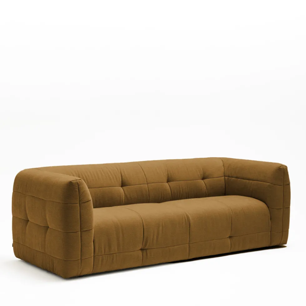 NAOS Canapé droit 3 places en tissu à effet capitonné