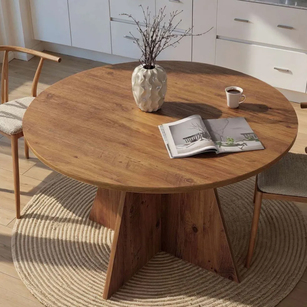 NARO Table à manger 4 personnes ronde en bois