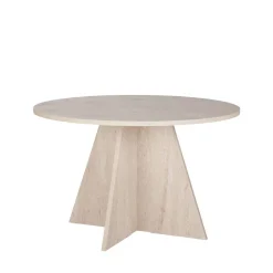 NARO Table à manger 4 personnes ronde effet travertin