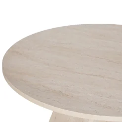 NARO Table à manger 4 personnes ronde effet travertin