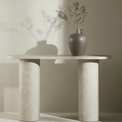 NARVIK Console ovale effet marbre L130cm