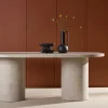 NARVIK Table à manger 8 personnes ovale effet marbre
