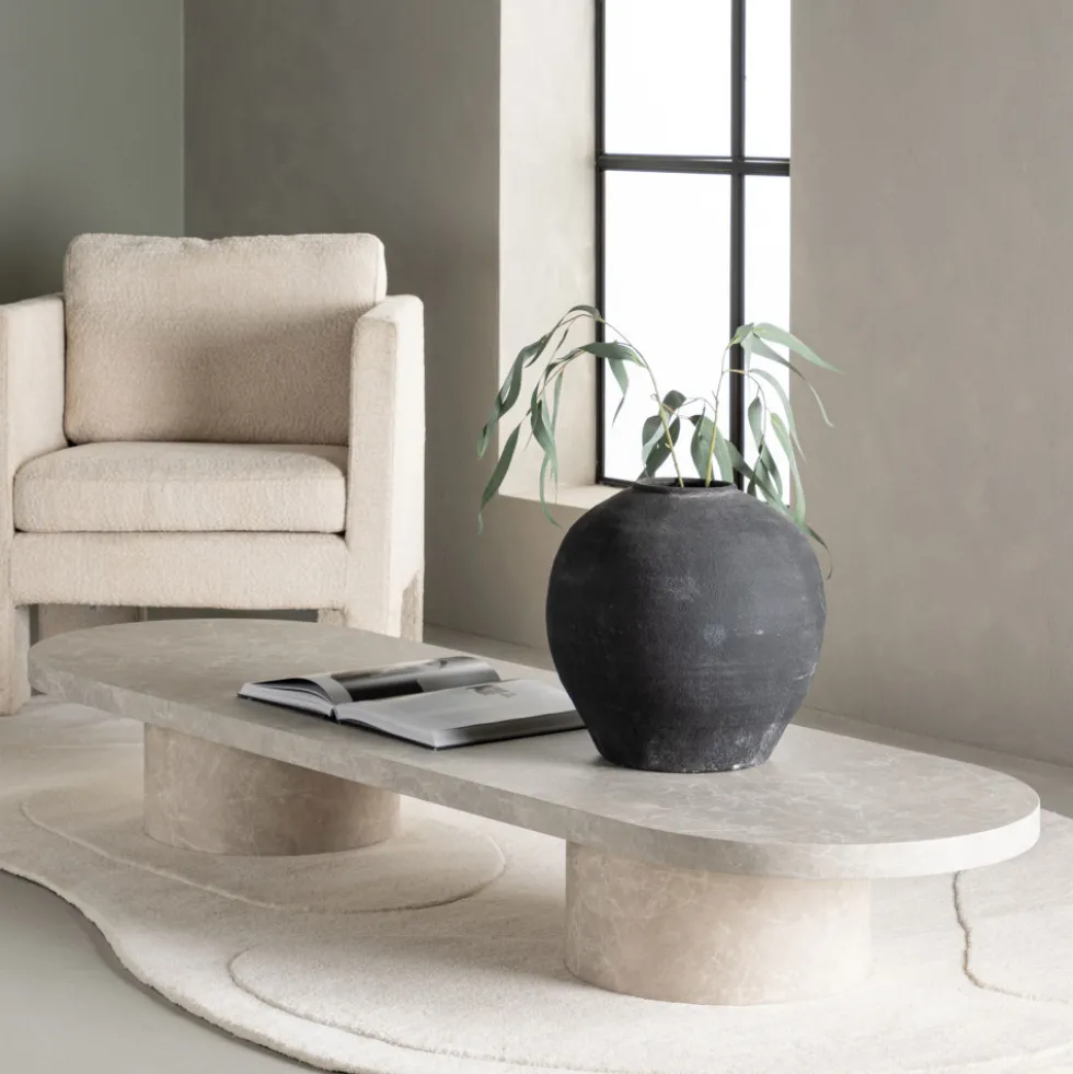 NARVIK Table basse ovale effet marbre 190x60cm