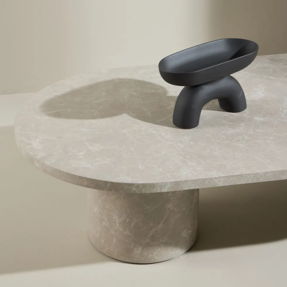 NARVIK Table basse ovale effet marbre 120x60cm