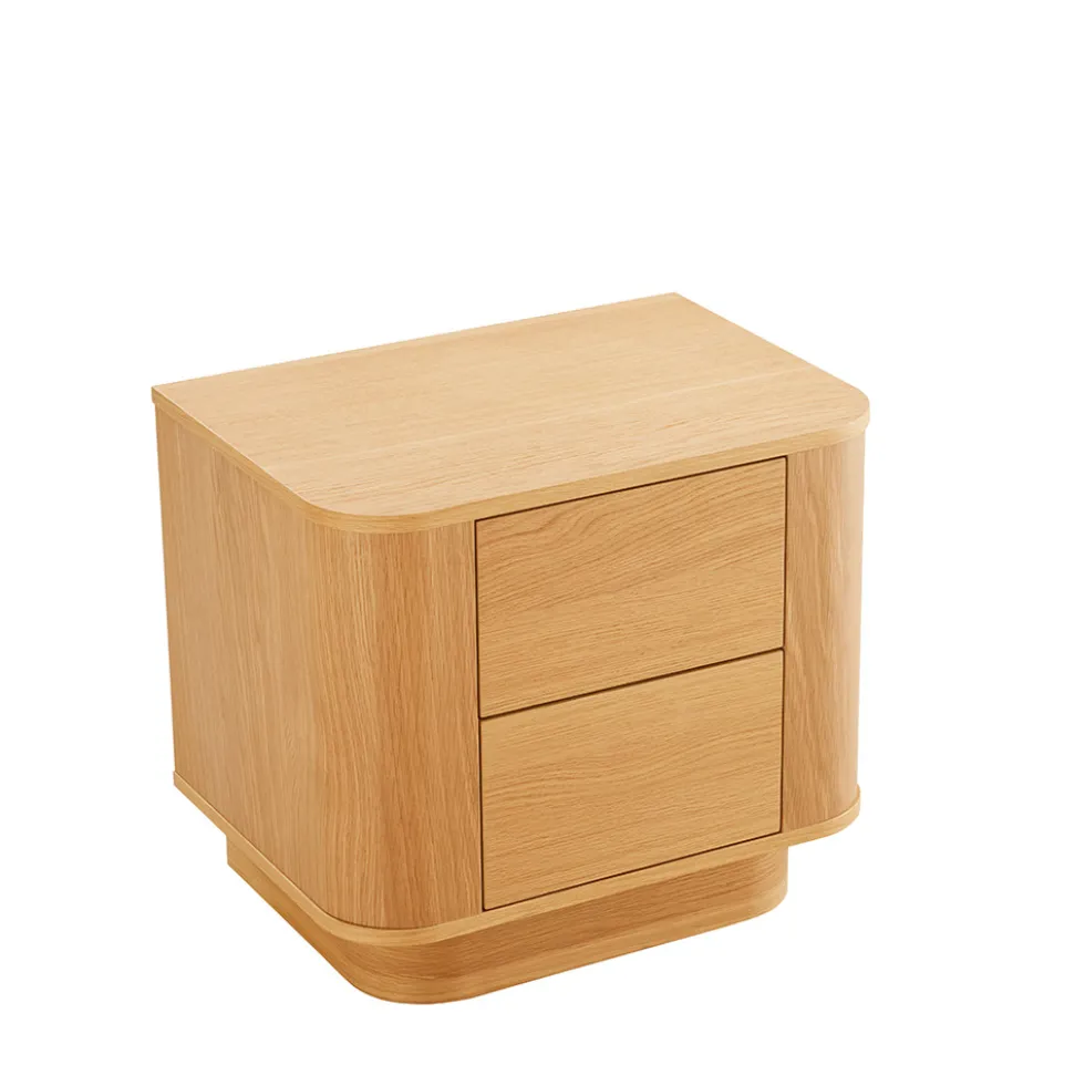 NAVAN Table de chevet 2 tiroirs en bois