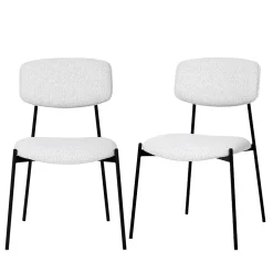NELLY Lot de 2 chaises en tissu bouclette et métal
