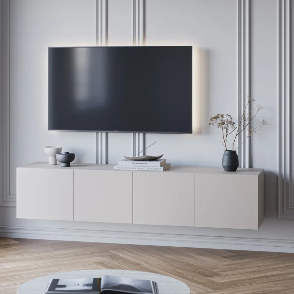 NEXA Meuble TV suspendu 4 portes en bois L180cm