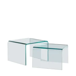 NIDO Lot de 2 tables basses gigognes en verre