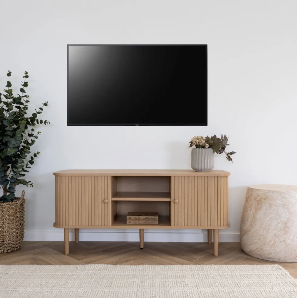 NIKKO Meuble tv 2 portes coulissantes en bois L113cm
