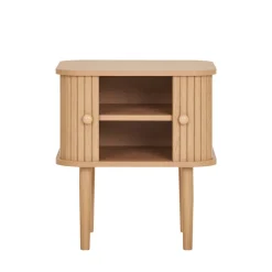 NIKKO Table de chevet 2 portes coulissantes en bois