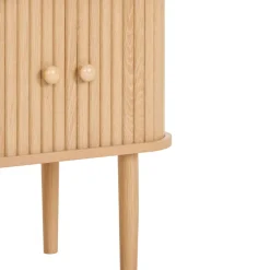 NIKKO Table de chevet 2 portes coulissantes en bois