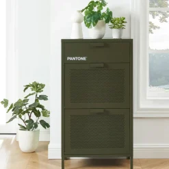 NINO Meuble à chaussures 2 portes 1 tiroir en métal PANTONE L55cm