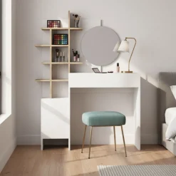 NIYA Coiffeuse 1 tiroir avec miroir L71,50cm