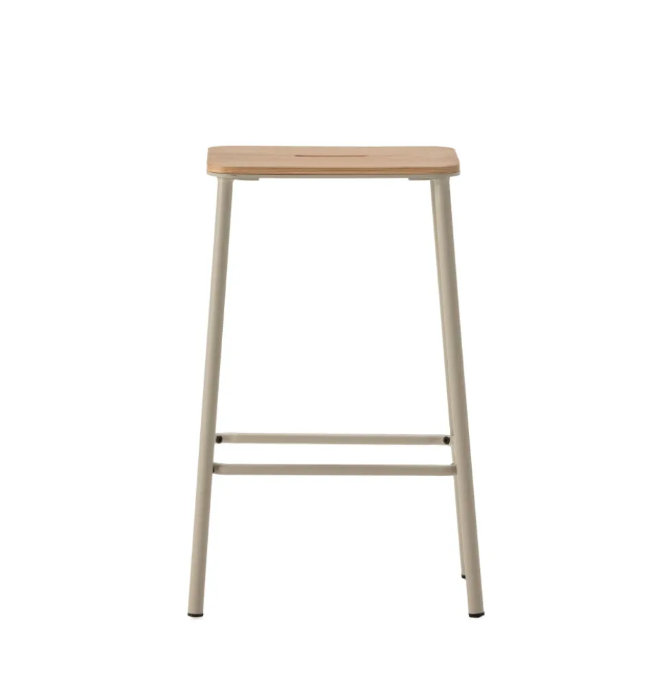 NOKI Lot de 2 tabourets de bar en bois et métal H65cm