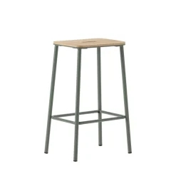 NOKI Lot de 2 tabourets de bar en bois et métal H65cm