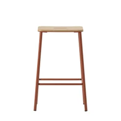 NOKI Lot de 2 tabourets de bar en bois et métal H65cm