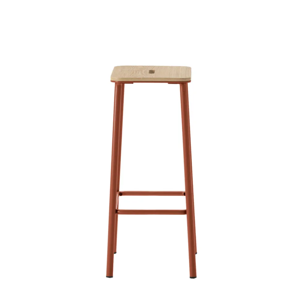 NOKI Lot de 2 tabourets de bar en bois et métal H65cm