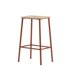 NOKI Lot de 2 tabourets de bar en bois et métal H65cm