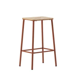 NOKI Lot de 2 tabourets de bar en bois et métal H65cm