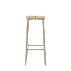 NOKI Lot de 2 tabourets de bar en bois et métal H65cm