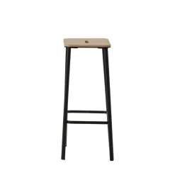 NOKI Lot de 2 tabourets de bar en bois et métal H65cm