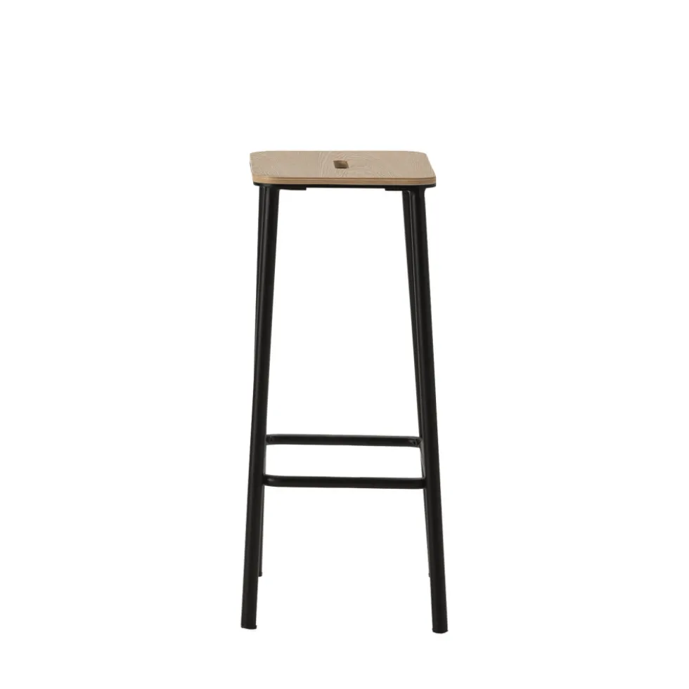 NOKI Lot de 2 tabourets de bar en bois et métal H65cm