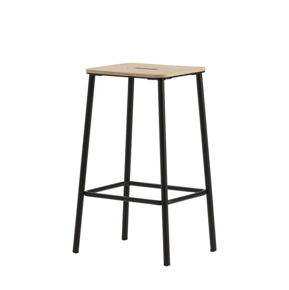 NOKI Lot de 2 tabourets de bar en bois et métal H65cm
