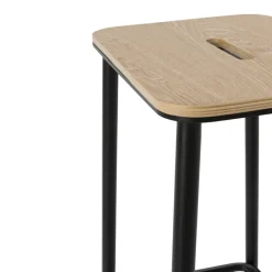 NOKI Lot de 2 tabourets de bar en bois et métal H65cm