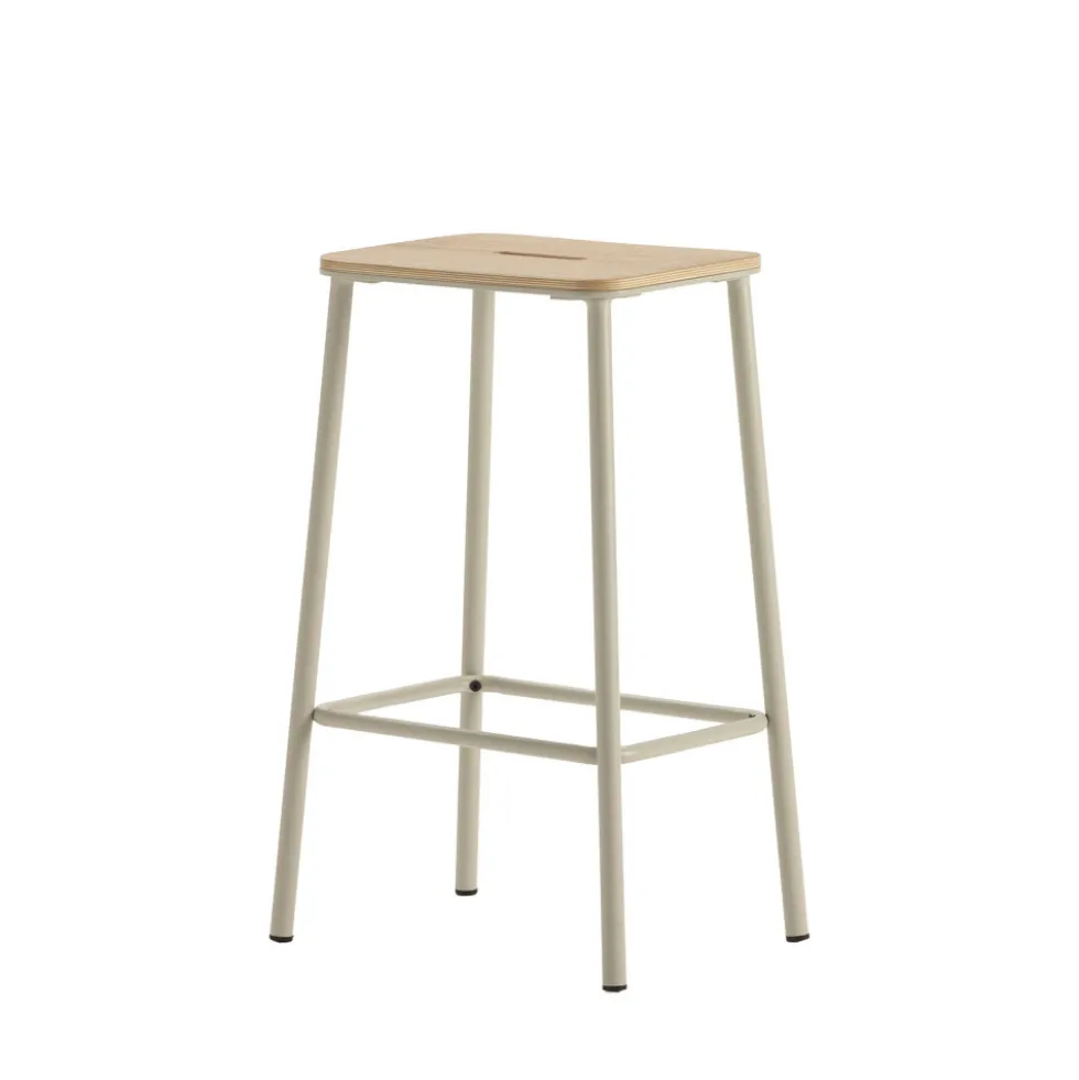 NOKI Lot de 2 tabourets de bar en bois et métal H65cm