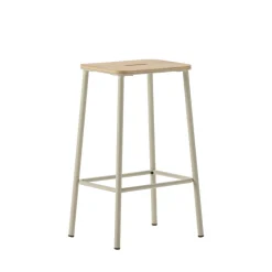 NOKI Lot de 2 tabourets de bar en bois et métal H65cm