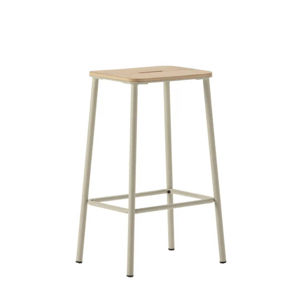 NOKI Lot de 2 tabourets de bar en bois et métal H65cm