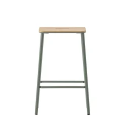 NOKI Lot de 2 tabourets de bar en bois et métal H65cm