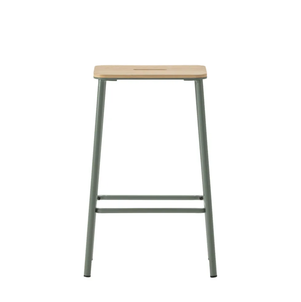 NOKI Lot de 2 tabourets de bar en bois et métal H65cm