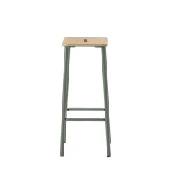 NOKI Lot de 2 tabourets de bar en bois et métal H65cm