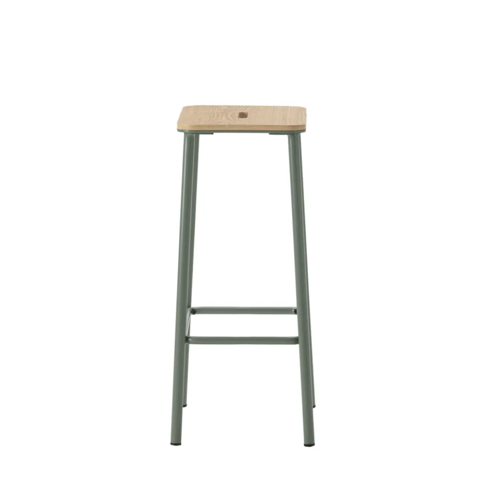 NOKI Lot de 2 tabourets de bar en bois et métal H65cm