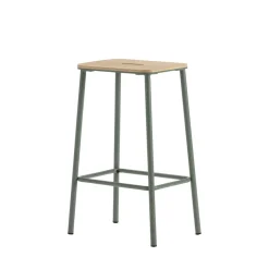 NOKI Lot de 2 tabourets de bar en bois et métal H65cm