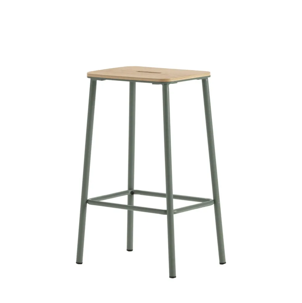 NOKI Lot de 2 tabourets de bar en bois et métal H65cm