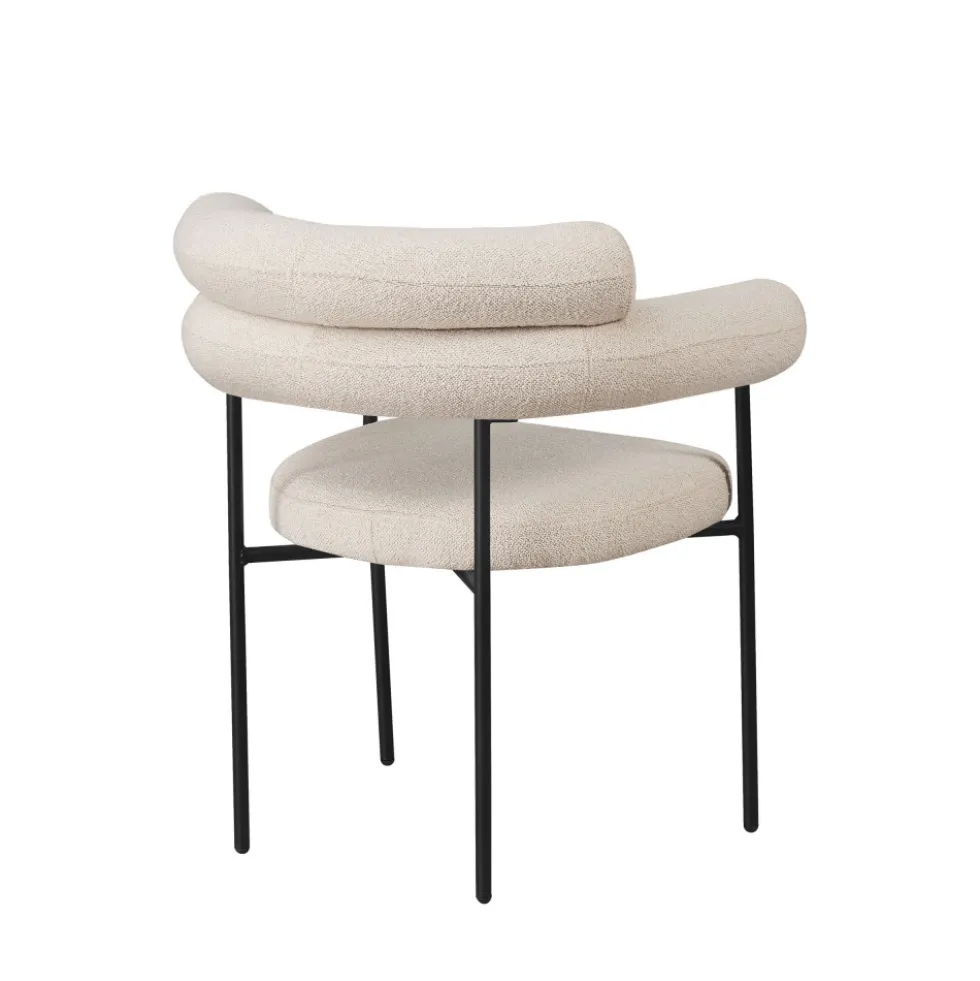 NORI Lot de 2 fauteuils de table en tissu bouclette et métal