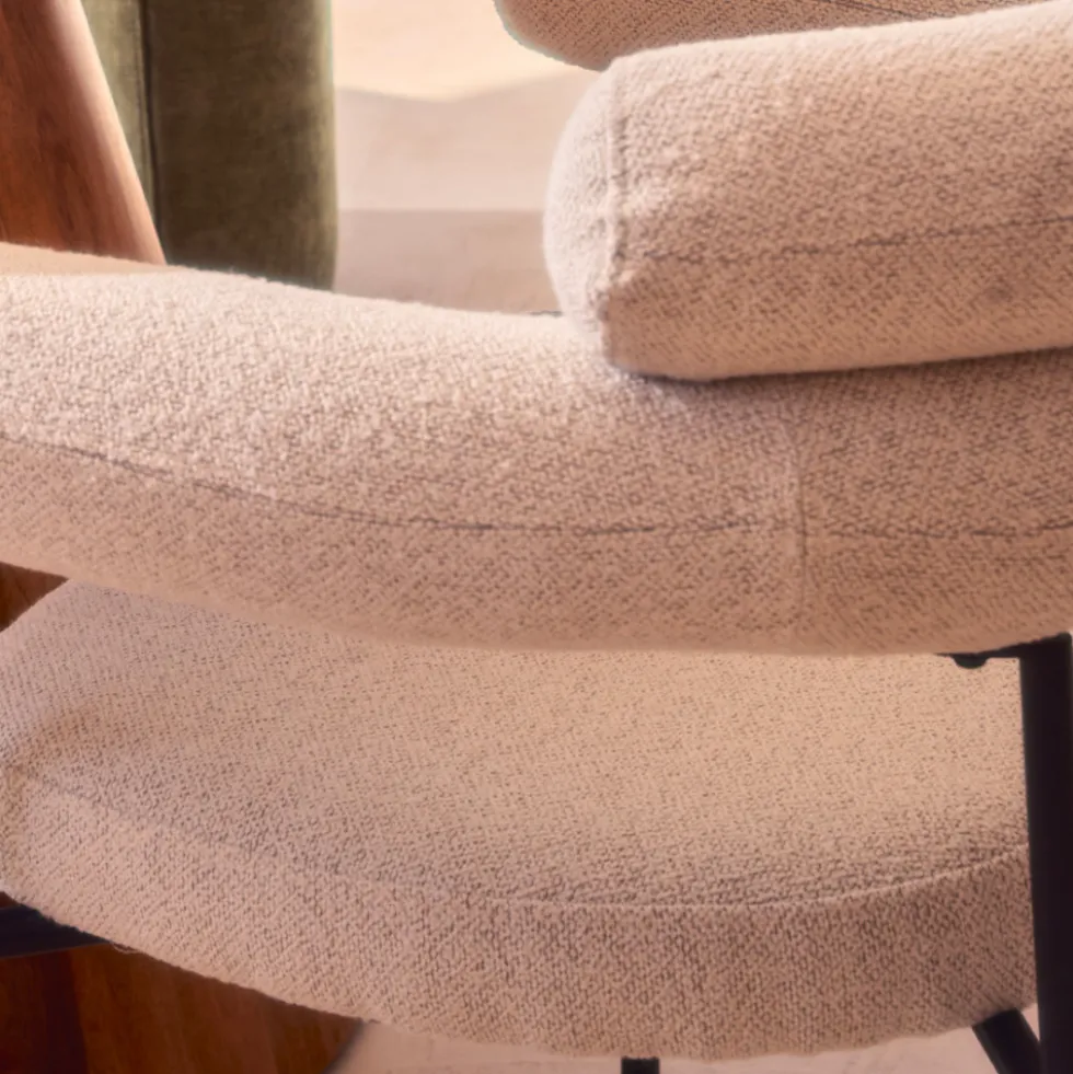 NORI Lot de 2 fauteuils de table en tissu bouclette et métal