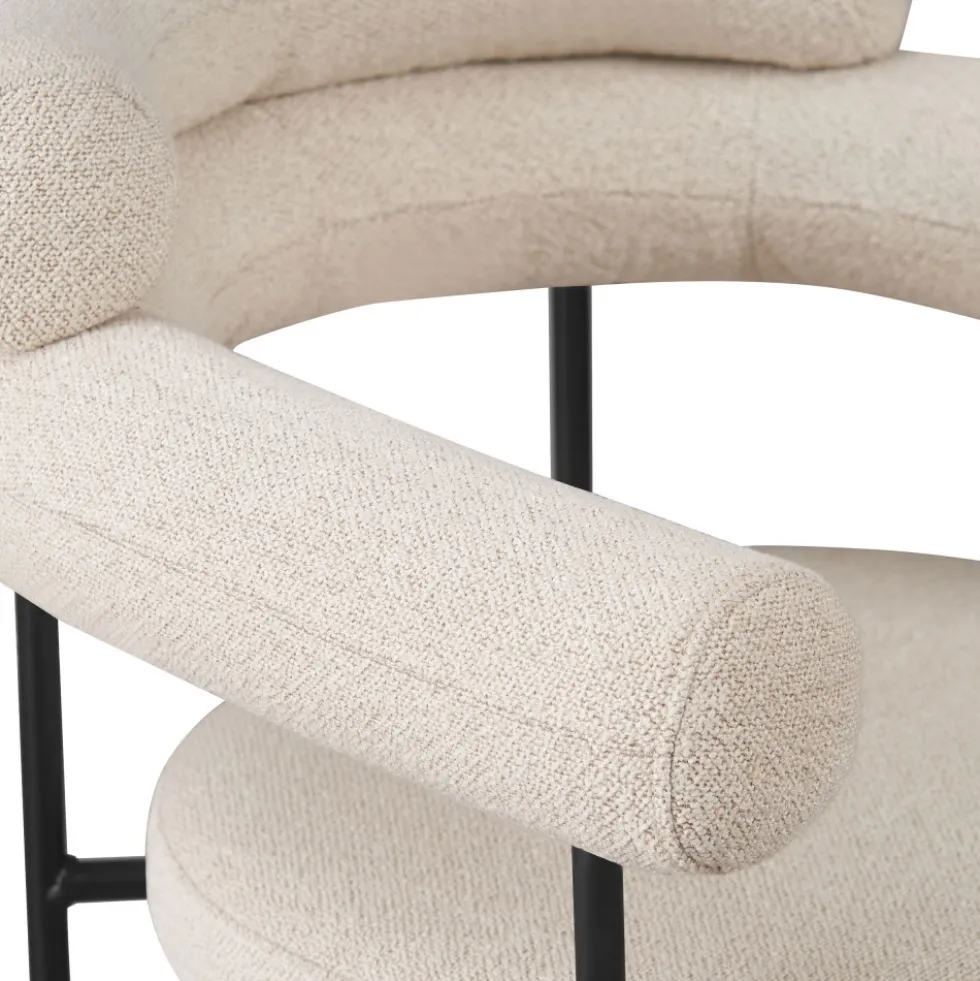 NORI Lot de 2 fauteuils de table en tissu bouclette et métal