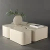 NORLAND Lot de 3 tables basses organiques en bois 92x70cm