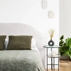 NOUSSA Tête de lit en tissu bouclette demi-lune L150cm