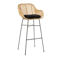 NUNUHAI Lot de 2 tabourets de bar en rotin H76cm