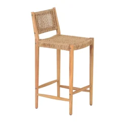 NURI Lot de 2 tabourets de bar intérieur/extérieur en bois d'acacia et résine tressée H66cm