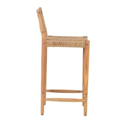NURI Lot de 2 tabourets de bar intérieur/extérieur en bois d'acacia et résine tressée H66cm