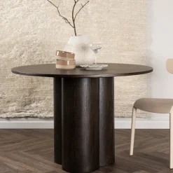 OLIVIA Table à manger 4 personnes ronde en bois