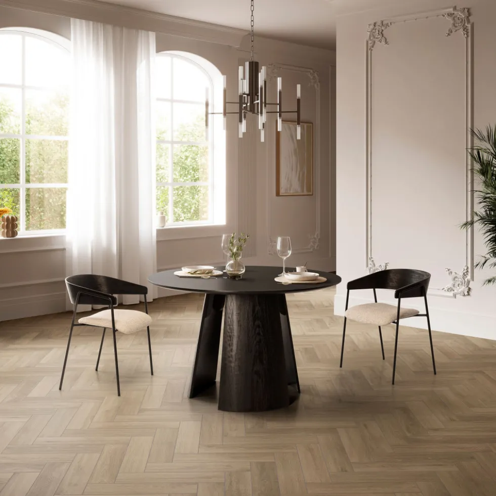 OPNA Lot de 2 fauteuils de table en tissu, bois et métal